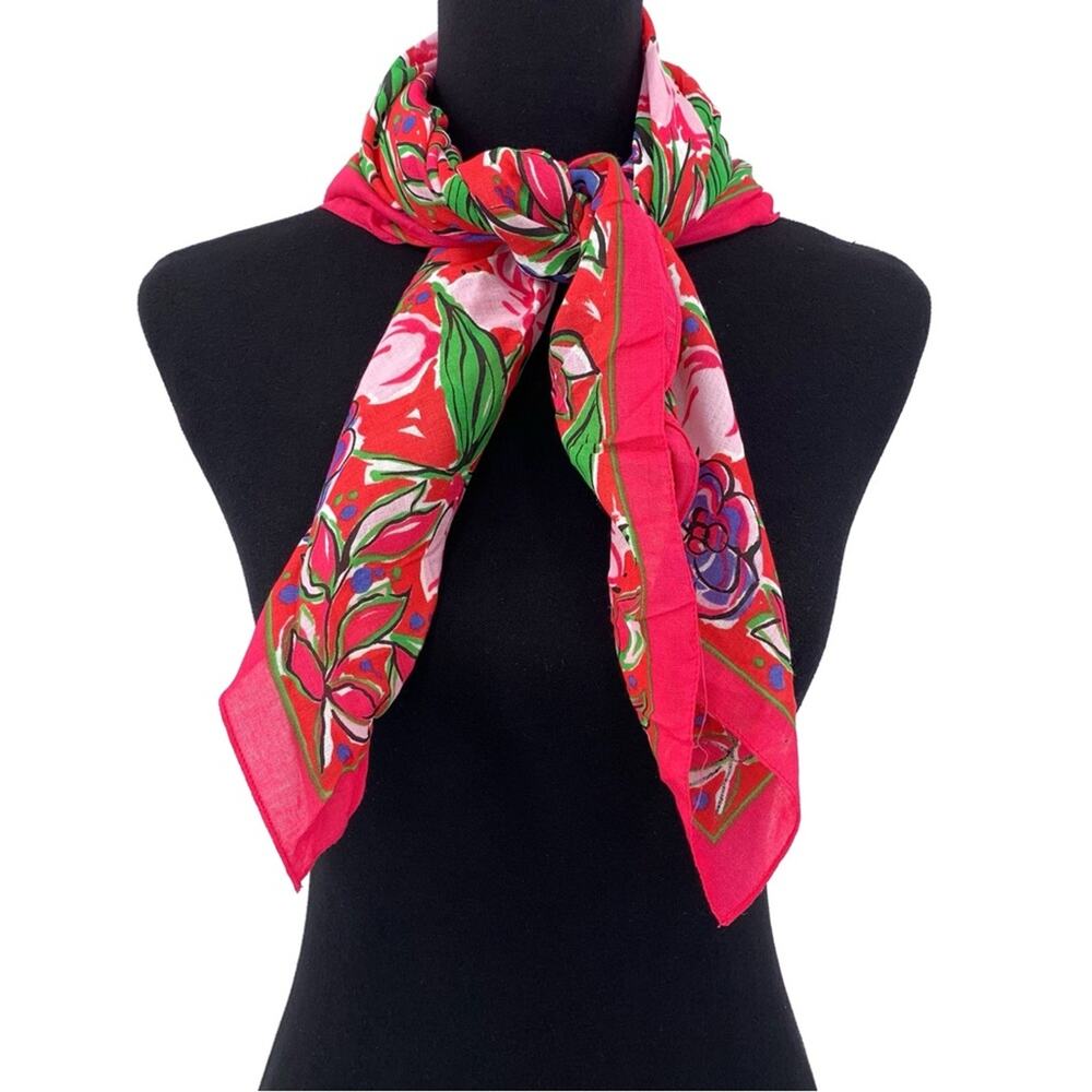 EXPRESS Floral Square Neck Scarf Pink Purple Red Green